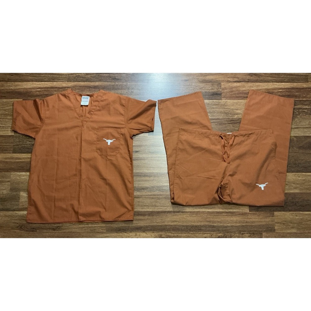 College Scrubs SMALL TEXAS LONGHORNS Scrubs Set Burnt Orange Embroidered Logo**